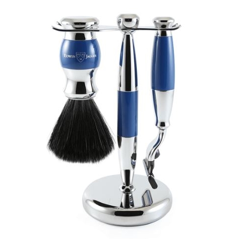 Edwin Jagger Shaving Sets Gillette Mach 3 3pc Blue & Chrome Plated Set Ref.S21M363CR