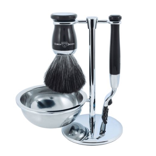 Edwin Jagger Shaving Sets Gillette Mach 3 4pc Imitation Ebony & Chrome Plated Set Ref.S21M726CRB
