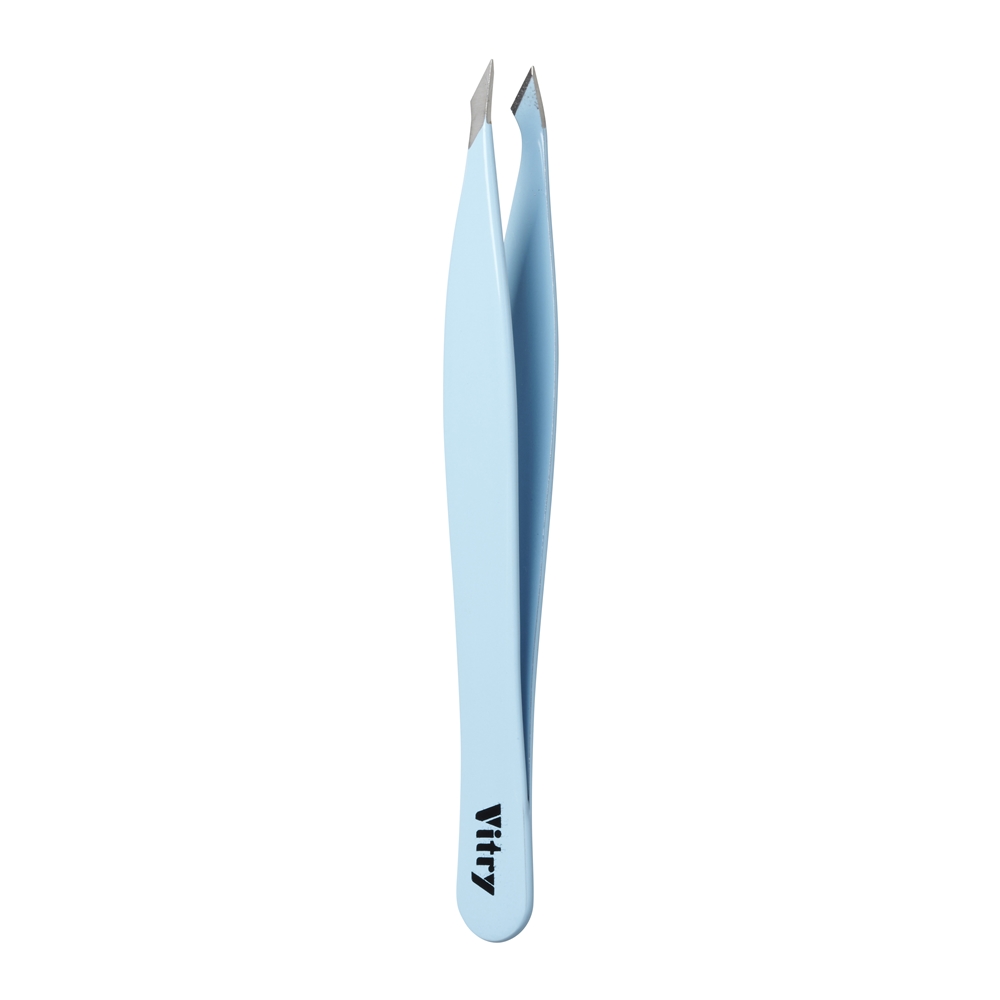 Vitry Face Care Coloured Tweezers ''Yatagan'' Pincet Ref.1029YC Light Blue 1Stuks