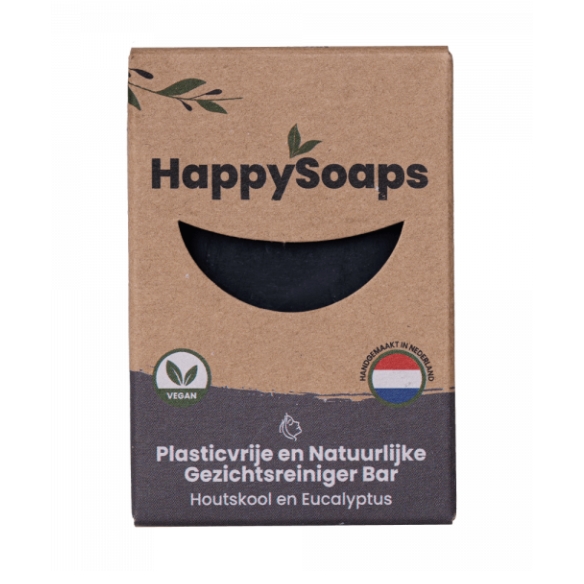 HappySoaps Gezichtsreiniger Bar Houtskool en Eucalyptus 70gr