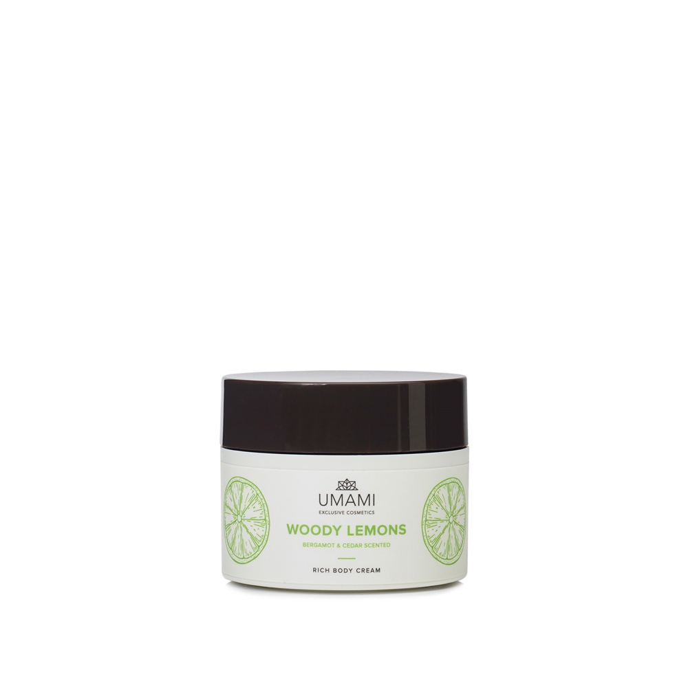 Umami Exclusive Cosmetics Woody Lemons Rich Body Cream Crème Bergamot & Ceder 250ml