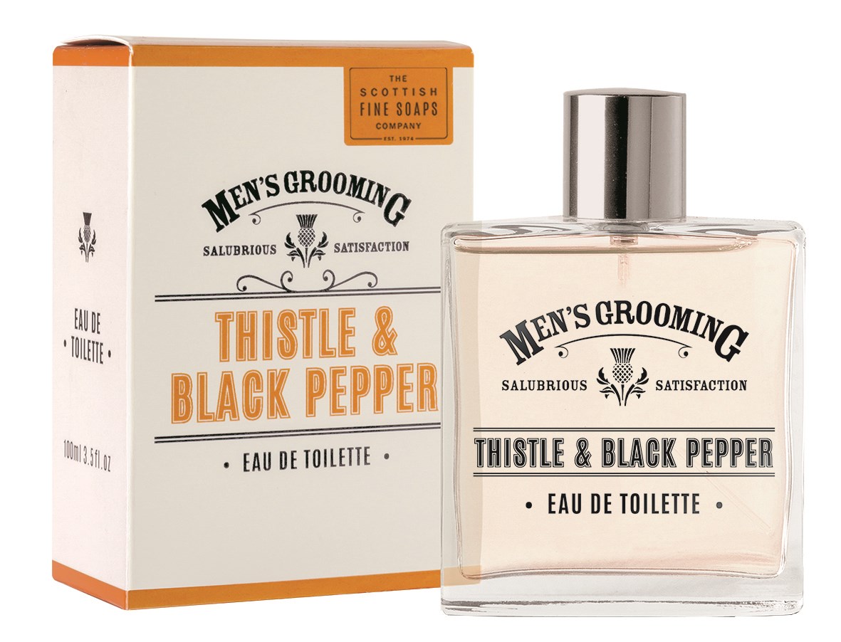 men's grooming thistle and black pepper eau de toilette