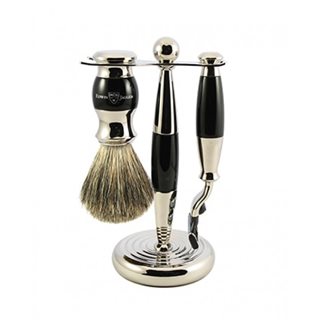 Edwin Jagger Shaving Sets 3pc Imitation Ebony & Chrome Plated
