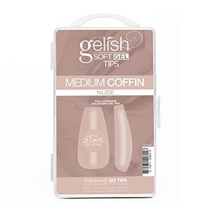 Gelish Soft Gel Tips Medium Coffin Nude 120St