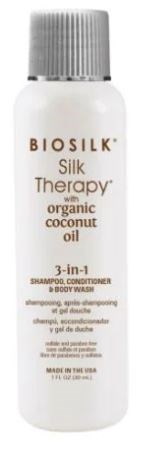 Silk Therapy Huile de coco bio Shampoing+Après-shampoing+Gel douche 3-en-1