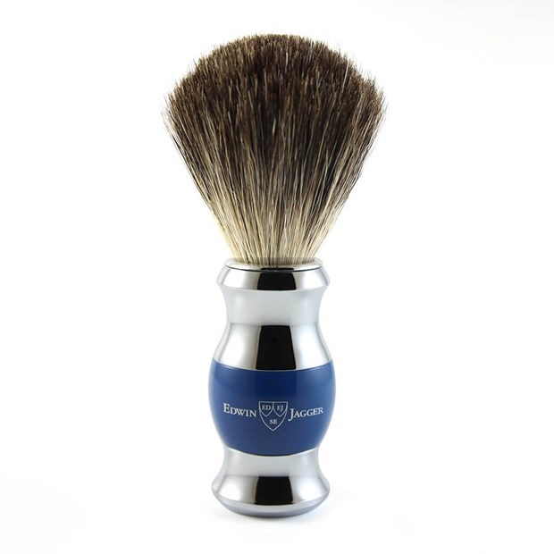 Shaving Brushes Pure Badger Blue & Chrome Plated