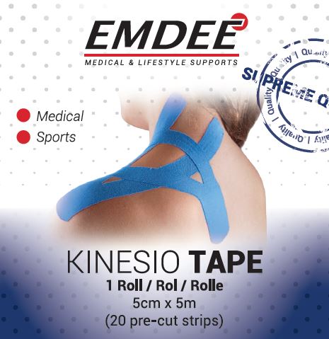 Emdee Kinesiologie Tape Kinesio Tape 20 Pre-Cut Strips Bandage Art.57811 5cmx5m 1Pce.