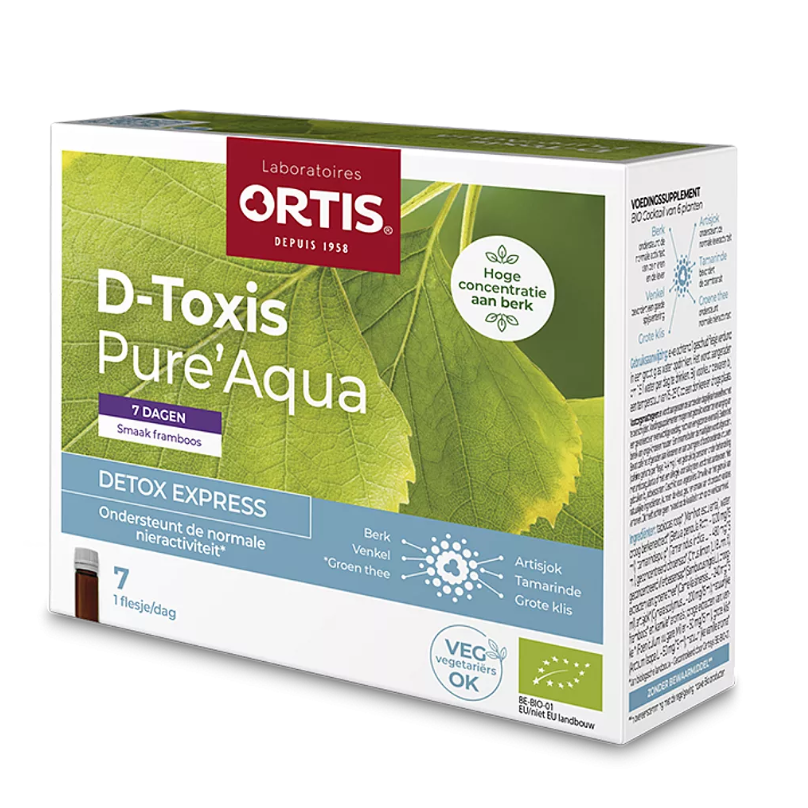 Ortis Spijsvertering D-Toxis Pure Aqua Framboos/Kamille BIO Vloeibaar  105 ml