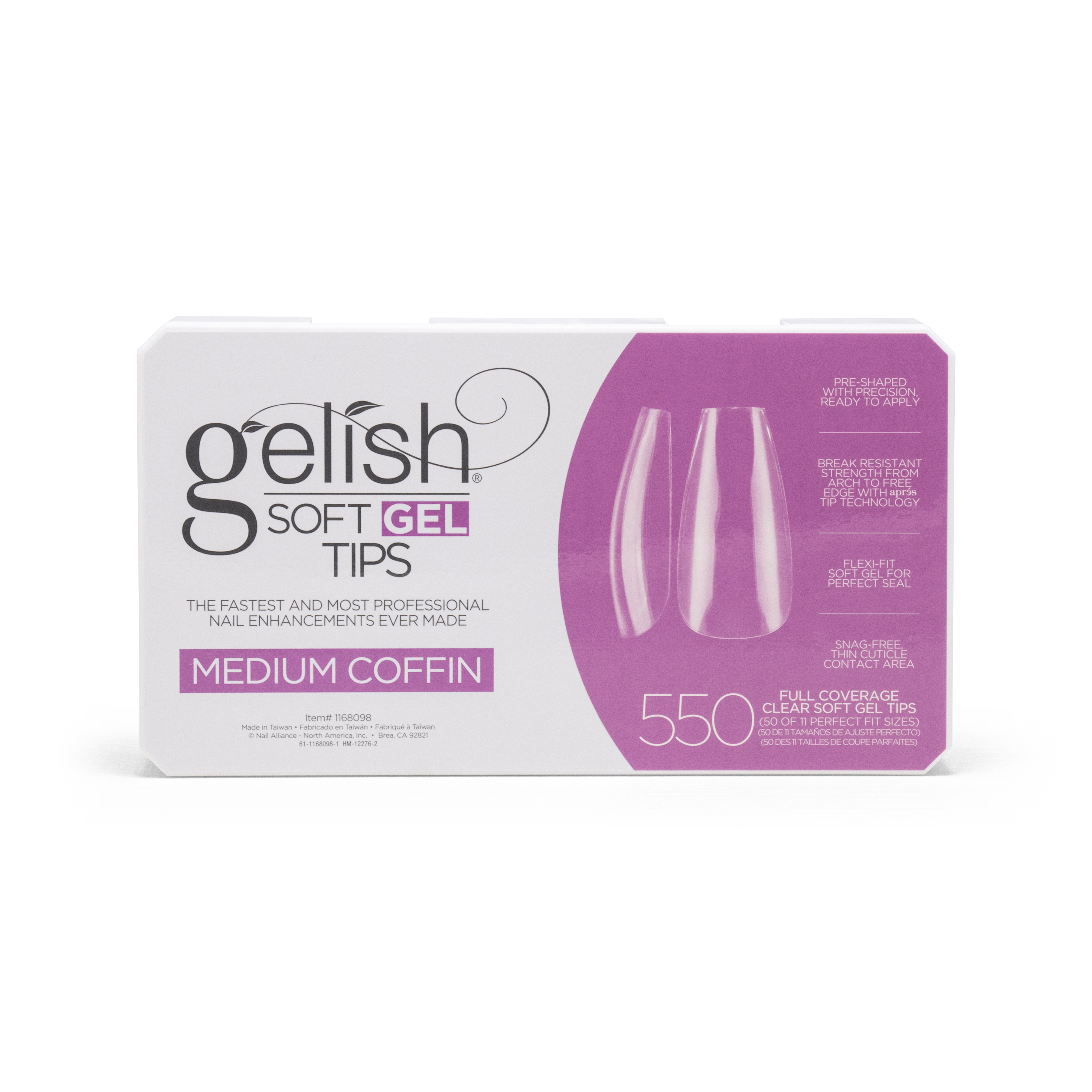 Gelish Soft Gel Tips Medium Coffin Gelnagels  1 Pak