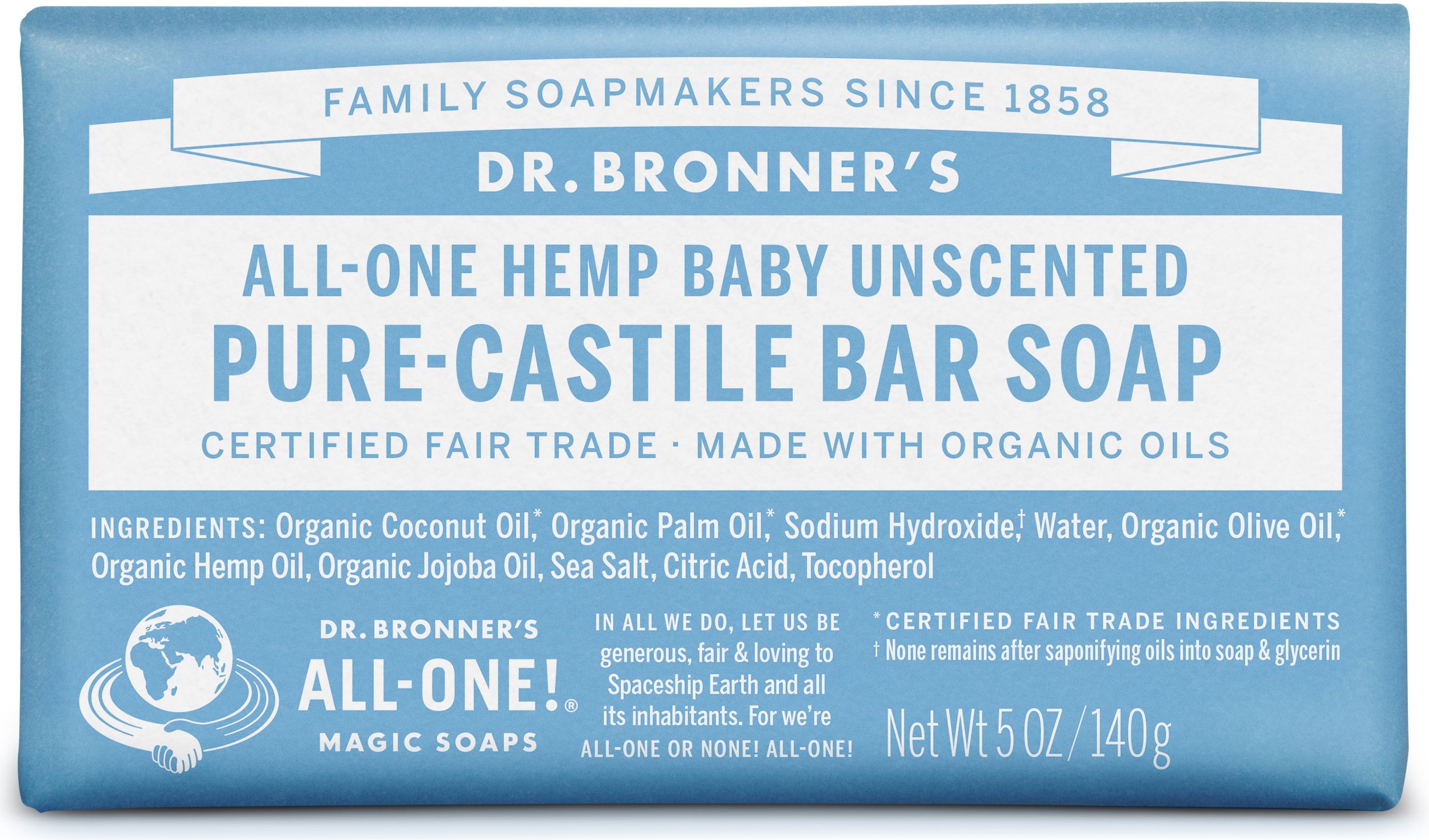 Dr. Bronner's Baby Mild Pure-Castile Bar Soap 140gr