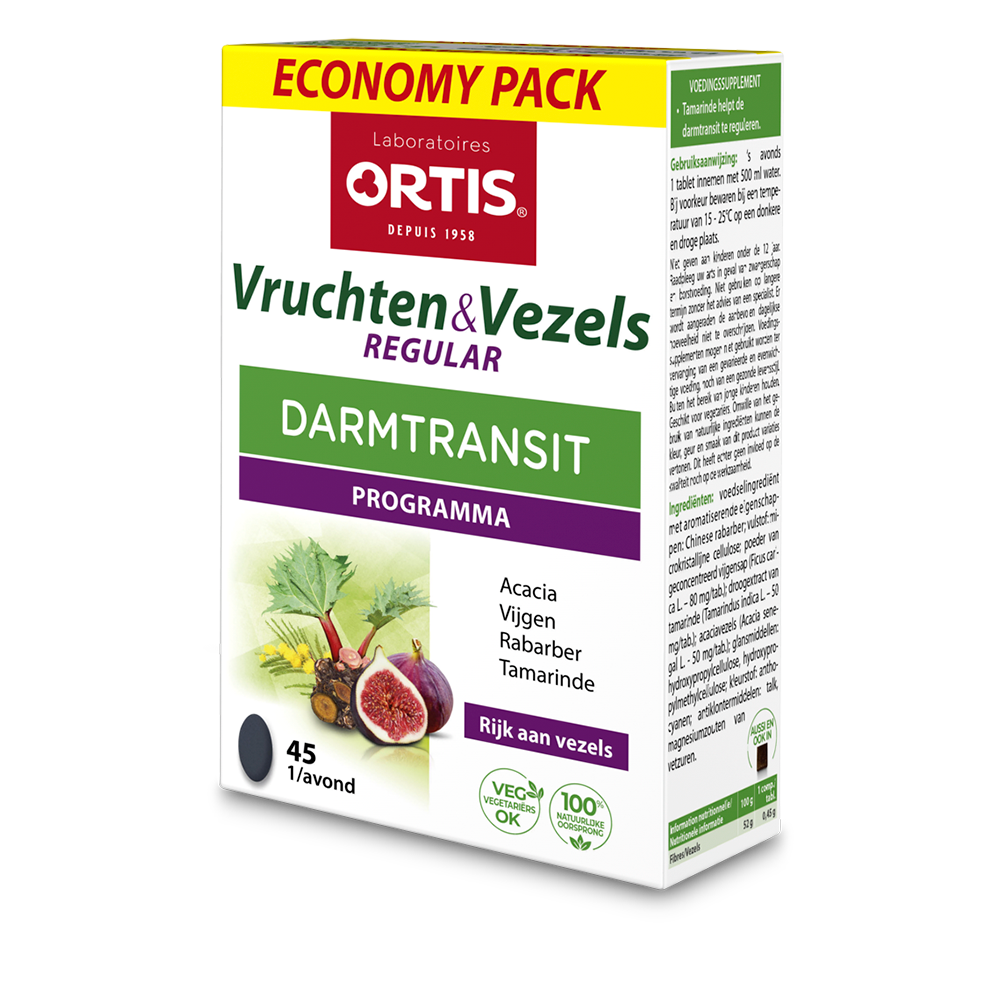 Ortis Spijsvertering Vruchten & Vezels Regular Darmstransit Tabletten  45 Tab