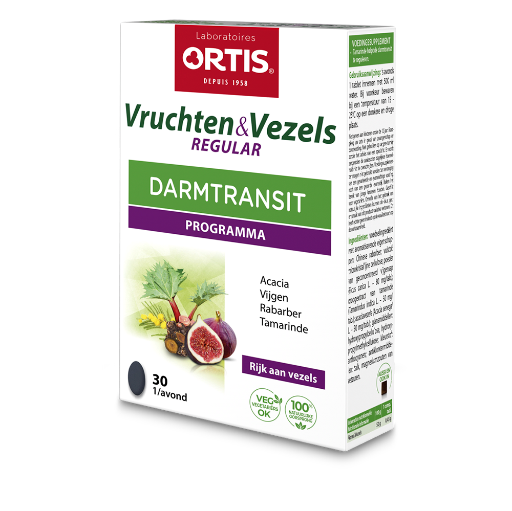 Ortis Darm Vruchten & Vezels Regular Tabletten Darmtransit 30 Tab