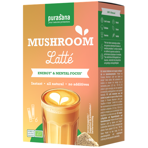 Purasana Mushroom latté 6 x 10 g BIO 60 gr