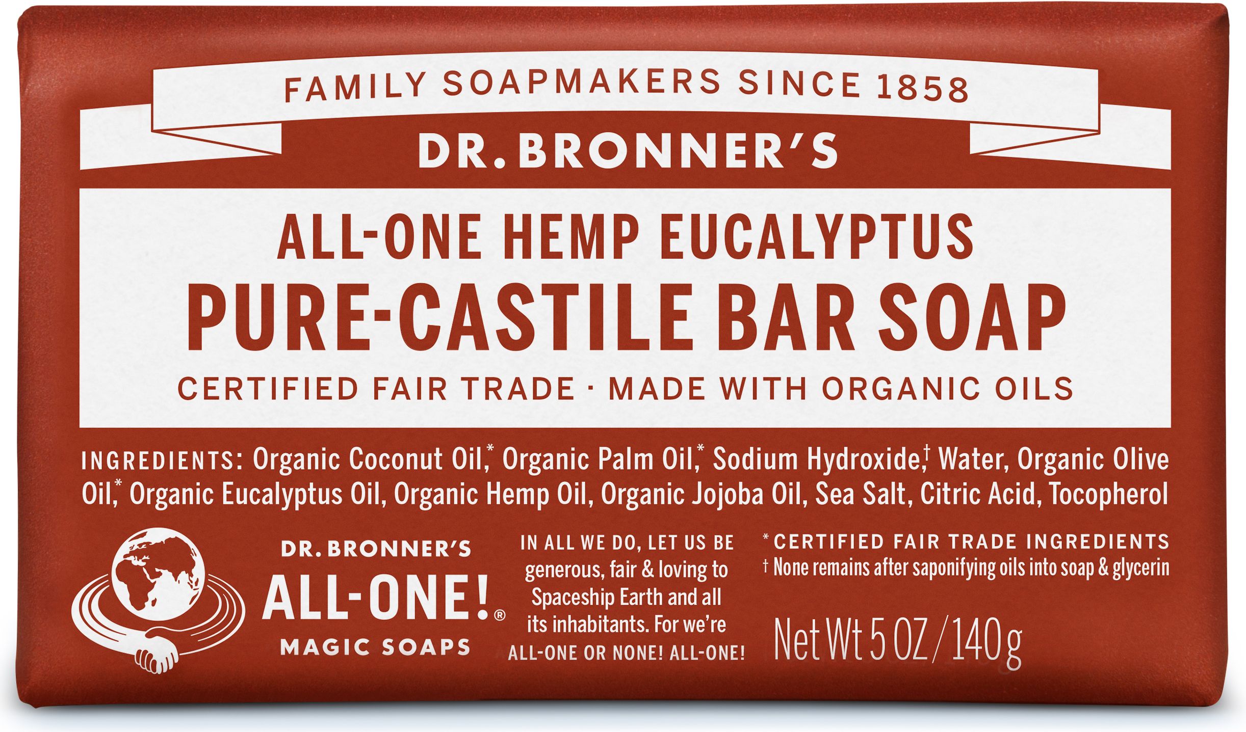 Dr. Bronner's Eucalyptus Pure-Castile Bar Soap 140gr