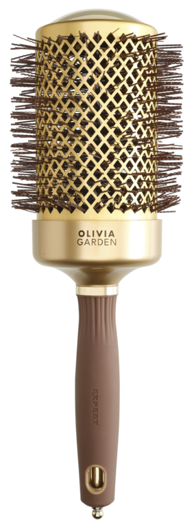 Olivia Garden Expert Blowout Shine Wavy Bristles Gold&Brown Brush Ø65mm Borstel  1 St