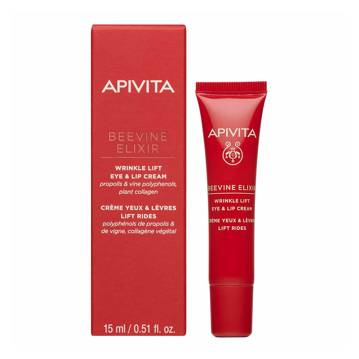 Apivita Beevine Elixir Wrinkle Lift Eye & Lip Cream Santorini Vine Polyphenols 15ml
