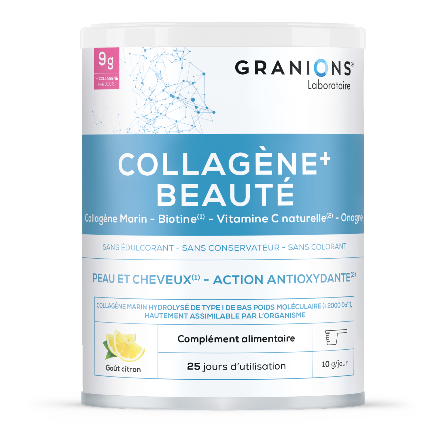 Granions Collageen 9g Beauty Citroenpoeder – 25 dagen  255 gr