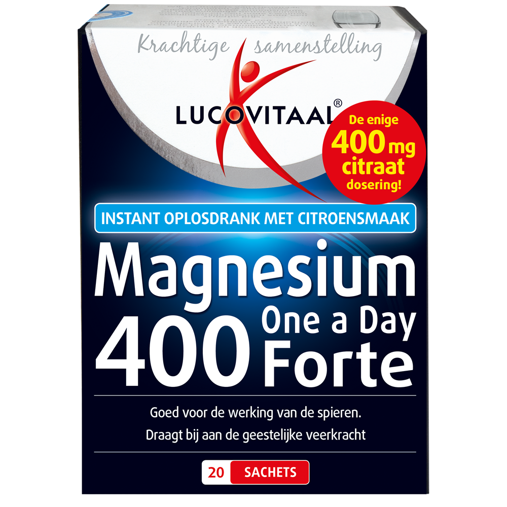 Lucovitaal Voedingssupplementen Magnesium 400 Forte Poeder Citroensmaak 20 St
