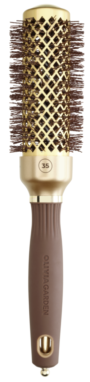 Olivia Garden Expert Blowout Shine Wavy Bristles Gold&Brown Brush Ø35mm Borstel  1 St