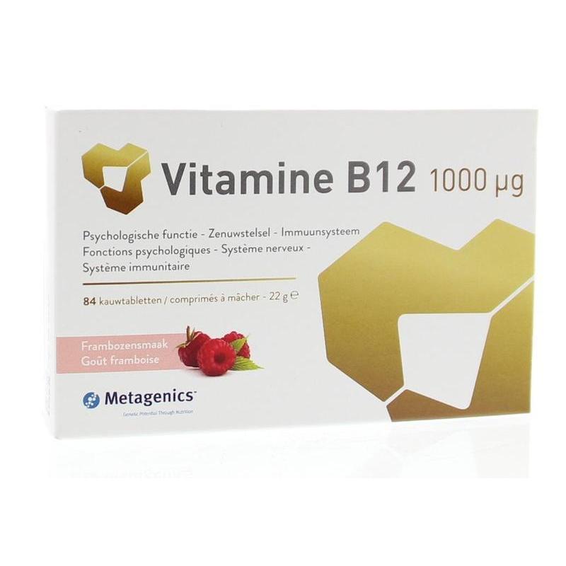 Metagenics Vitamine B12 Vitamine B 1000IU Kauwtabletten Frambozensmaak 84 Tab