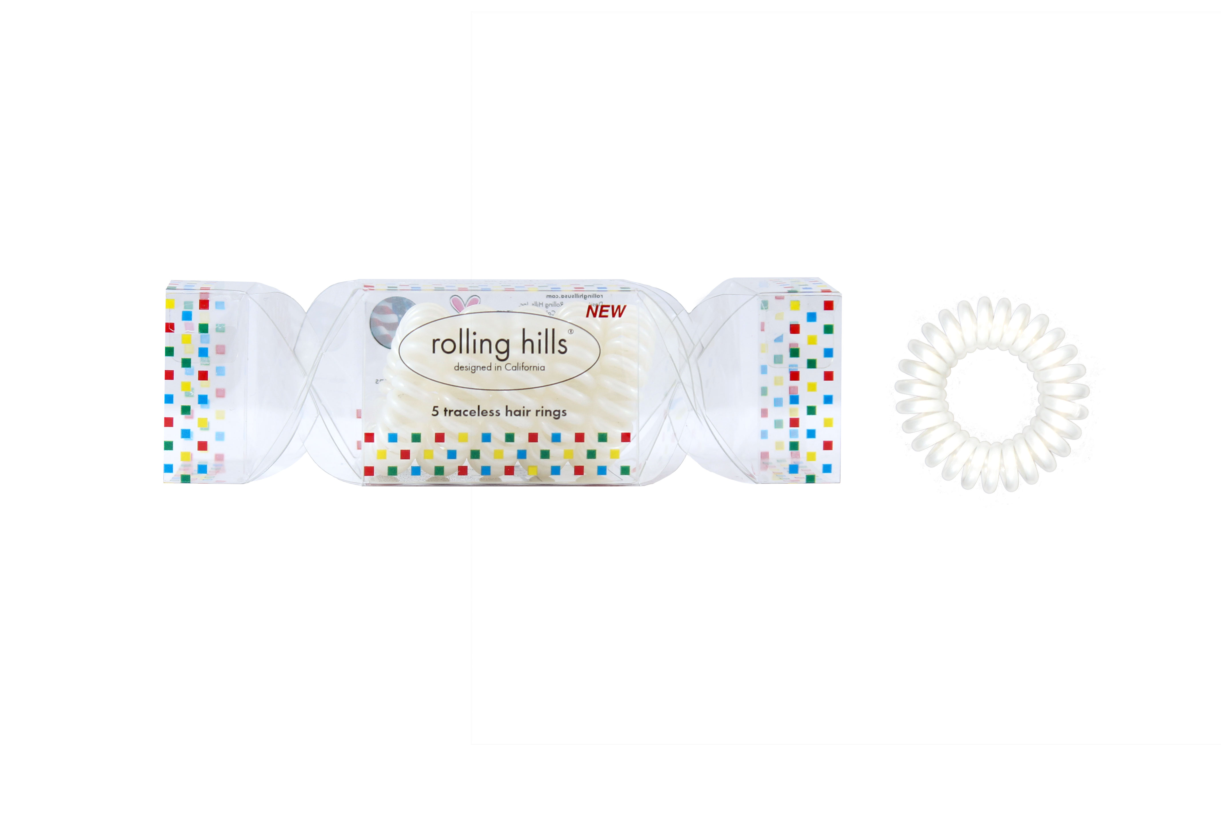 Rolling Hills Hair Rings 5 Traceless Hair Rings Crackers   White 5 St