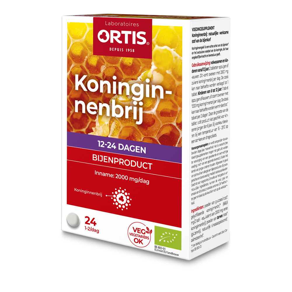 Ortis Energiemetabolisme Bio Koninginnebrij Tabletten Sinaasappelsmaak 24 Tab