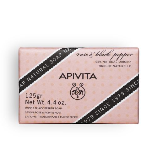 Apivita Body Care Cleansers Natural Soap Rose & Black Pepper 125 gr