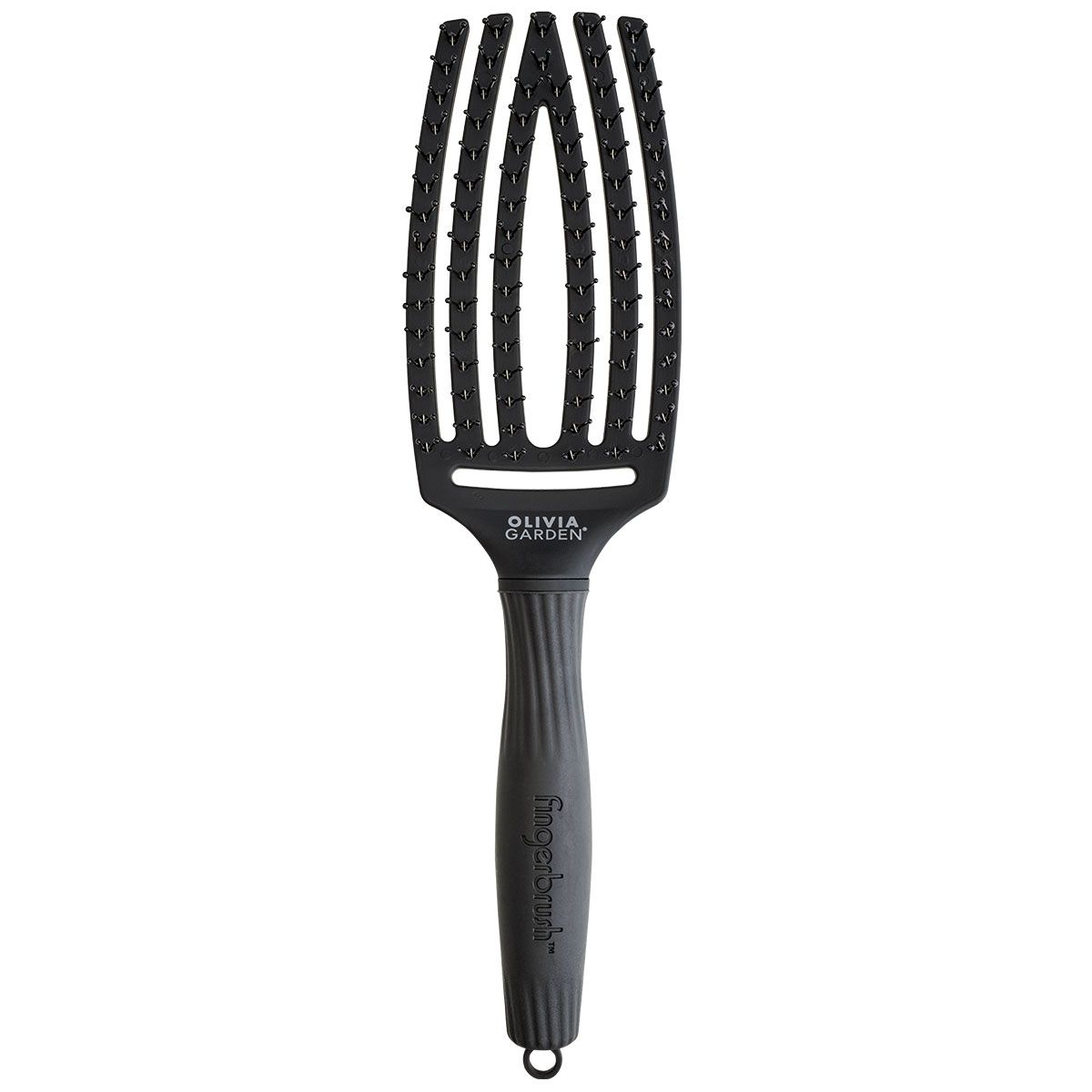 Olivia Garden Fingerbrush Double Bristles M Borstel  Black 1 St