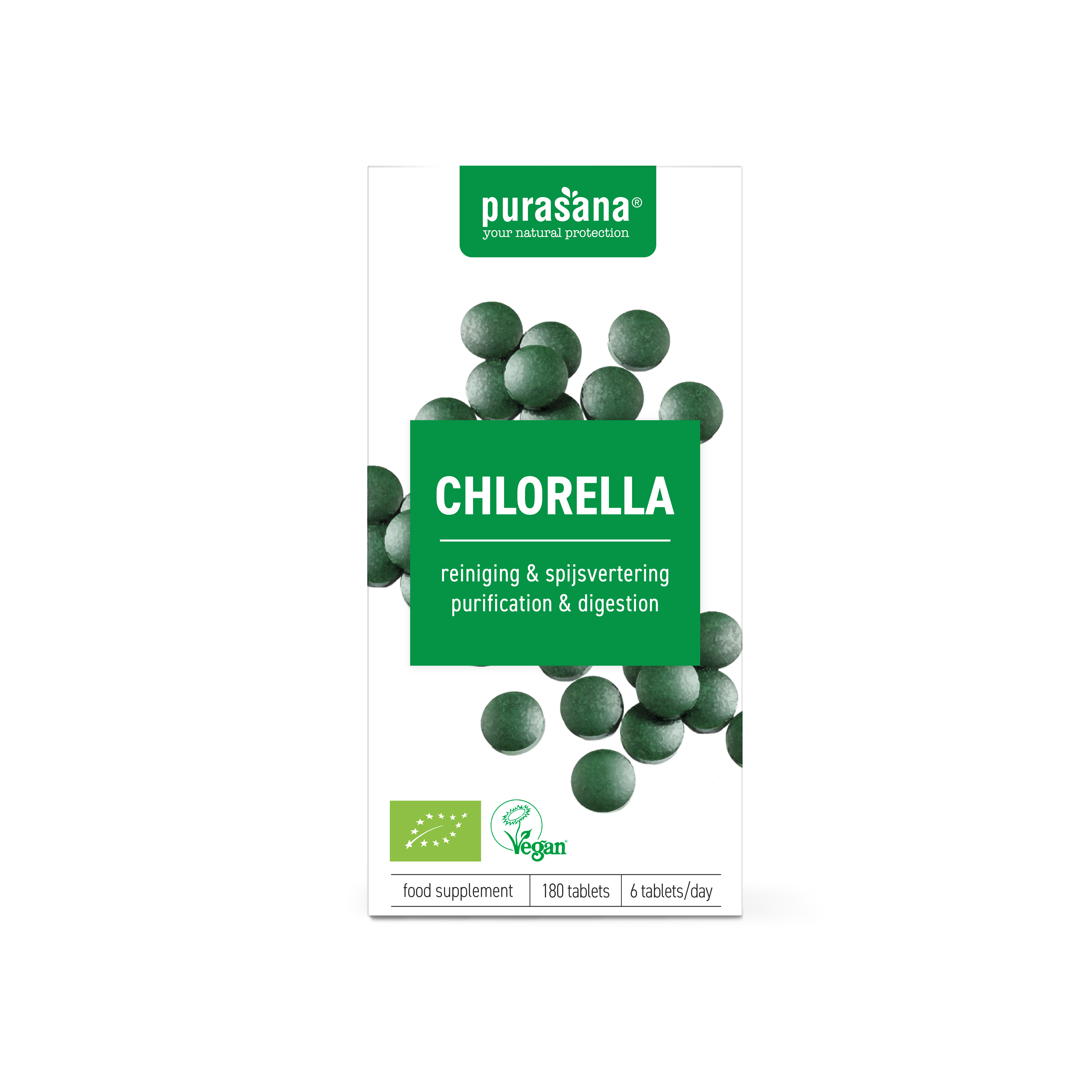 Purasana Supplementen Classic Chlorella Tabletten Broken Cell Wall 180 Tab