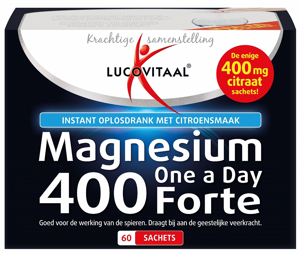 Lucovitaal Voedingssupplementen Magnesium 400 Forte Poeder Citroensmaak 60 St