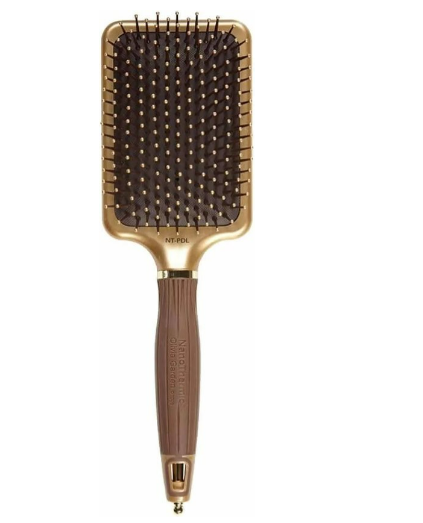 Olivia Garden Expert Care Rectangular Nylon Bristle Gold and Brown L Borstel  1 St