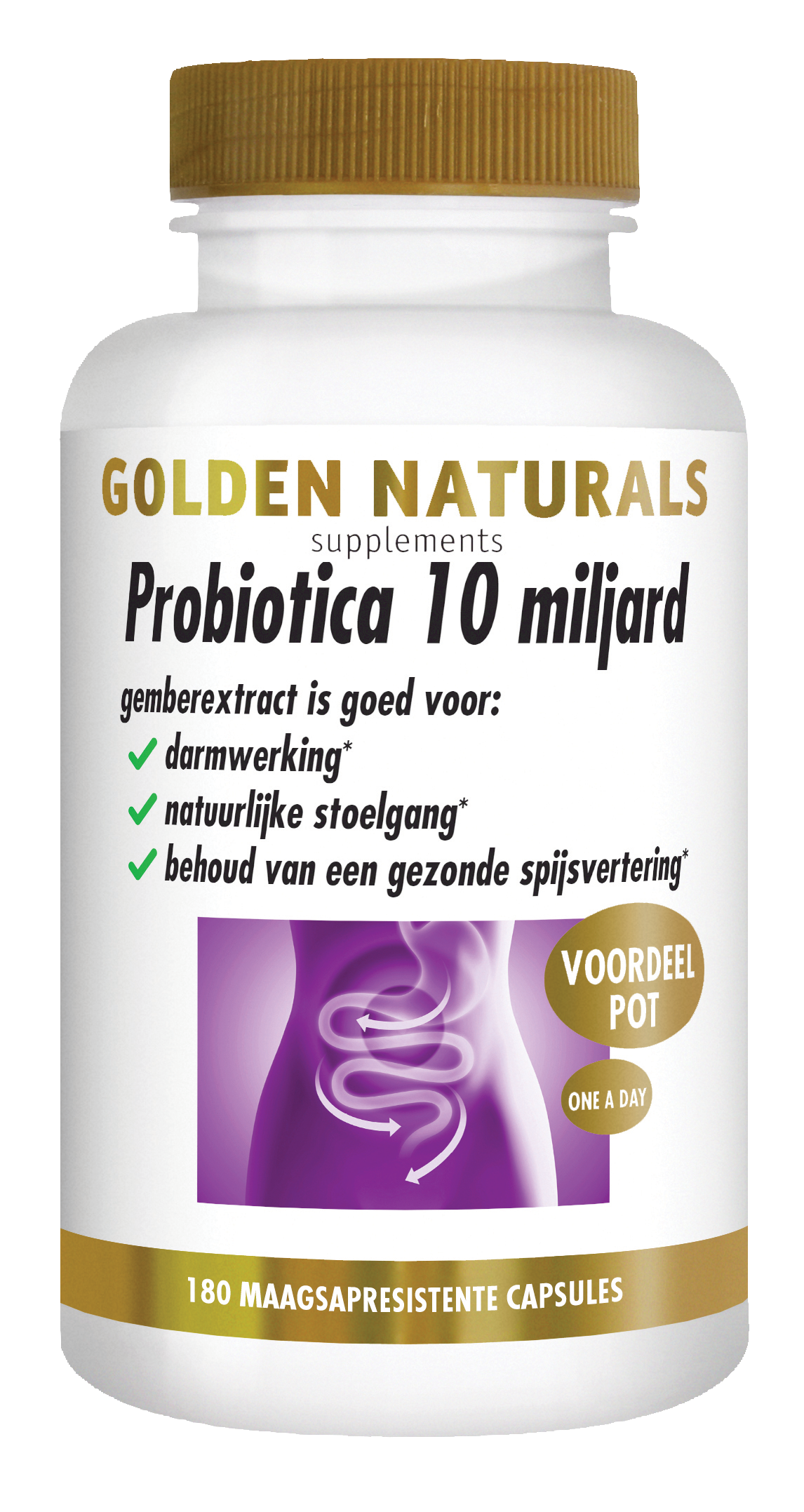 Golden Naturals Supplementen Probiotica Plus 10 Miljard Capsules Darmflora 180 Cap