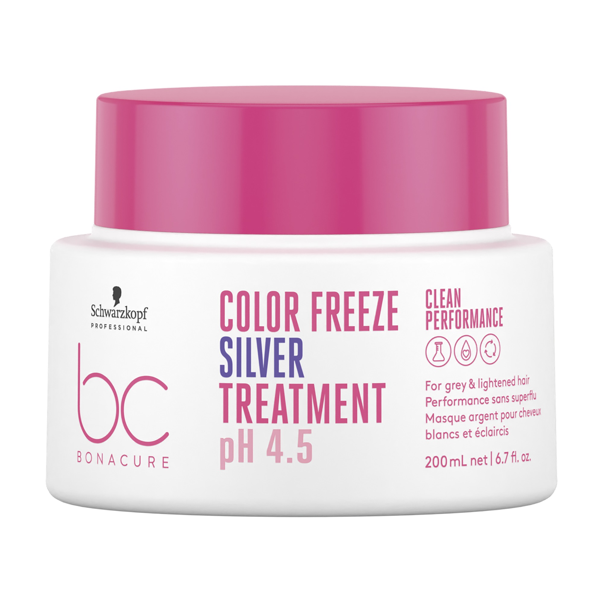Schwarzkopf BonaCure Clean Performance Color Freeze Silver Treatment pH 4.5 Masker Grijs/Ontkleurd Haar 200 ml