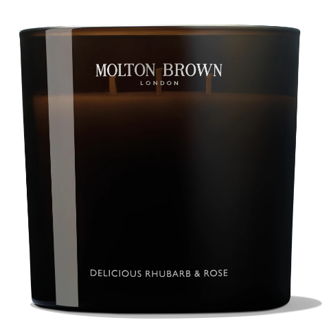 Molton Brown Home Fragrance Delicious Rhubarb & Rose 3 Wick Scented Candle Geurkaars  600 gr