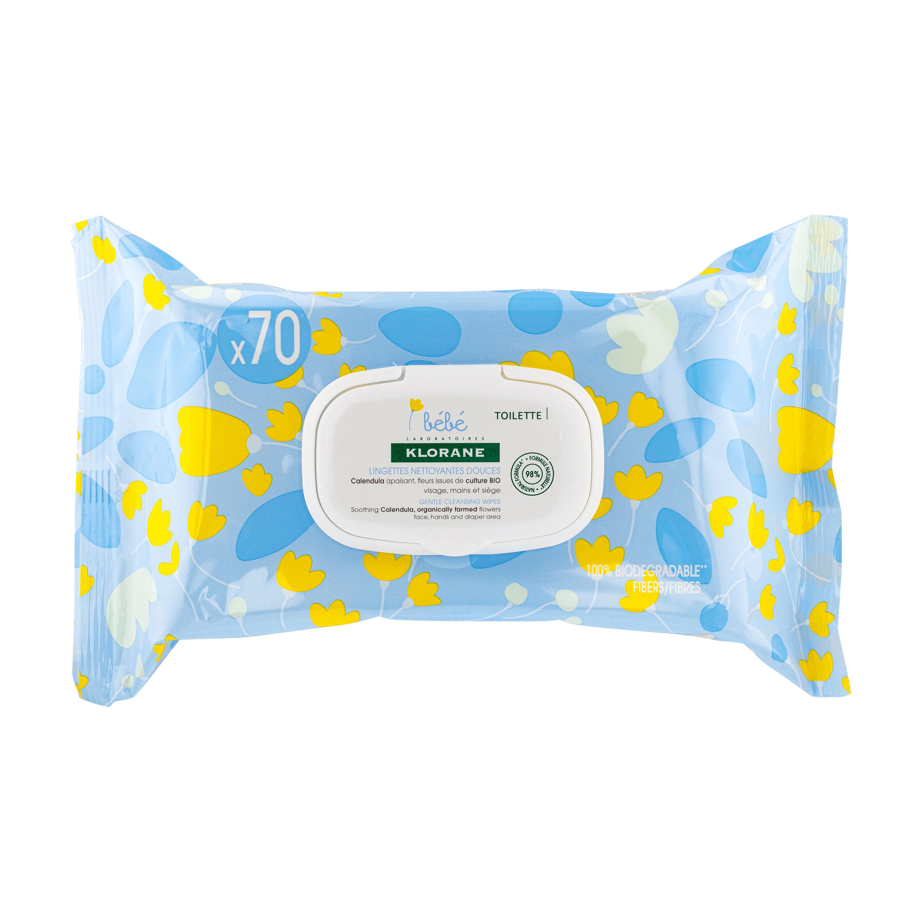 Klorane Lingettes Nettoyantes Douces au Calendula BIO 70x