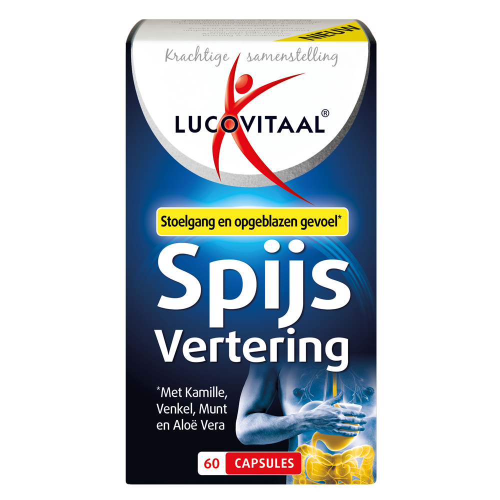 Lucovitaal Voedingssupplementen Spijsvertering Capsules Stoelgang/Opgeblazen Gevoel 60 Cap