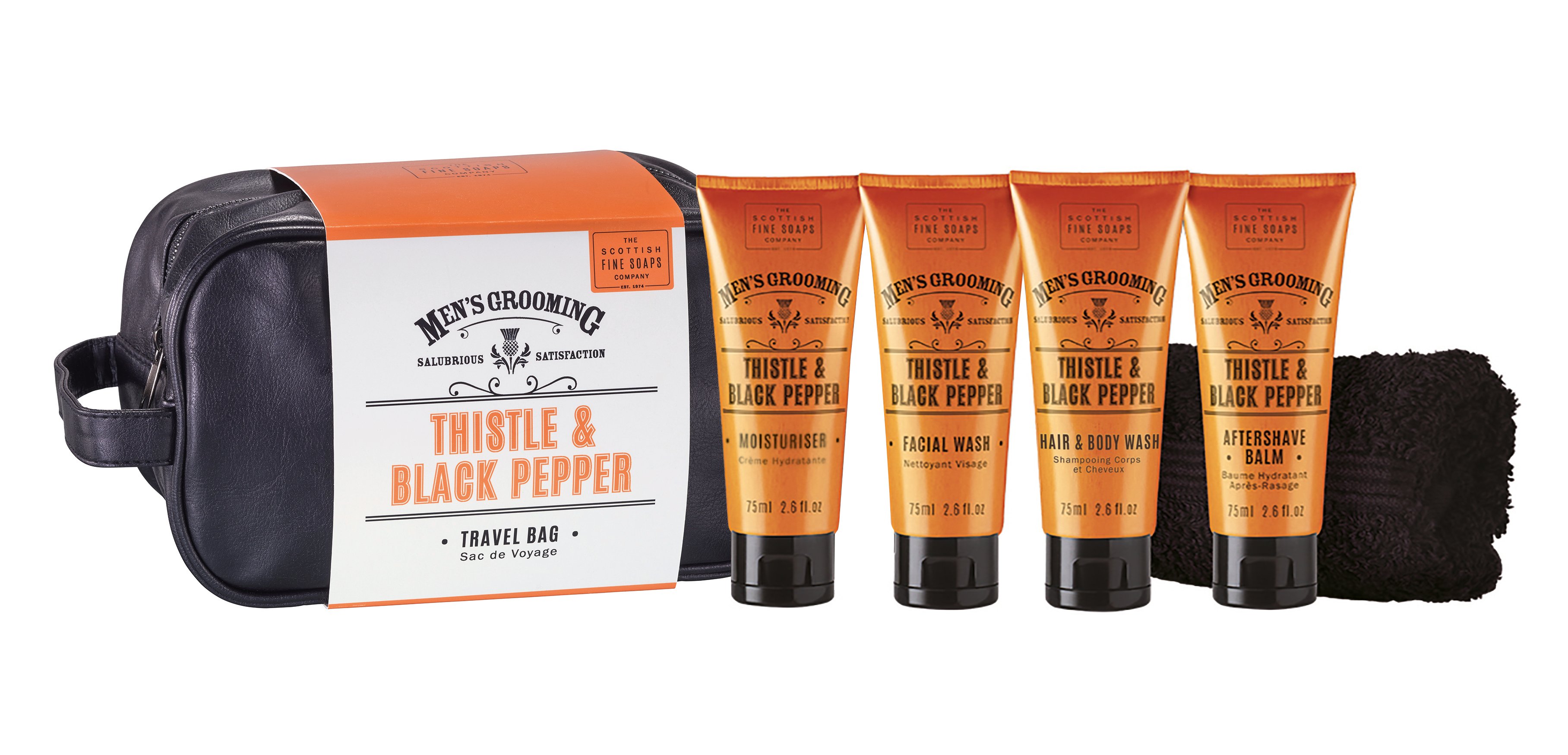 Scottish Fine Soaps Men's Grooming Thistle & Black Pepper Travel Bag 1 Pak