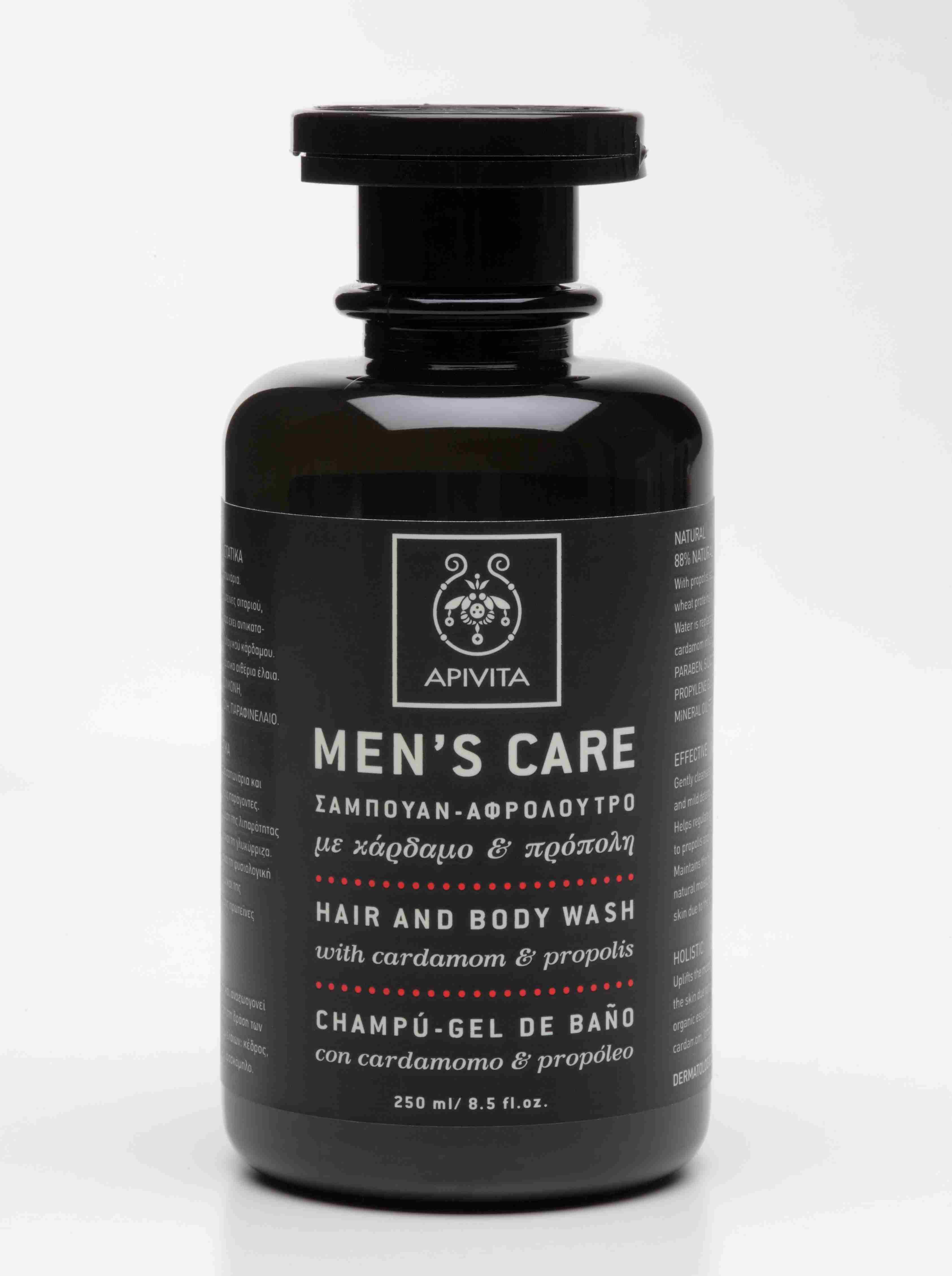 Apivita Men's Care Hair and Body Wash Gel with Cardamon & Propolis 250 ml