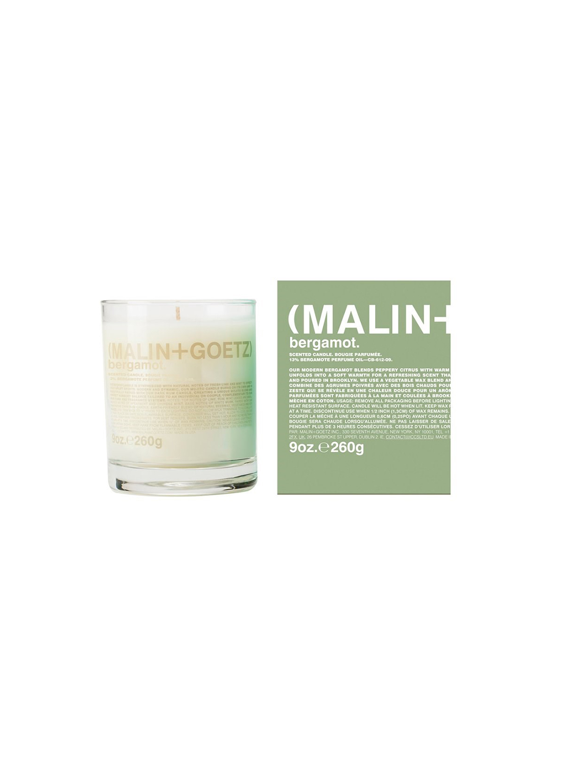 Malin + Goetz Candles Bergamot Scented Candle Geurkaars  260 gr