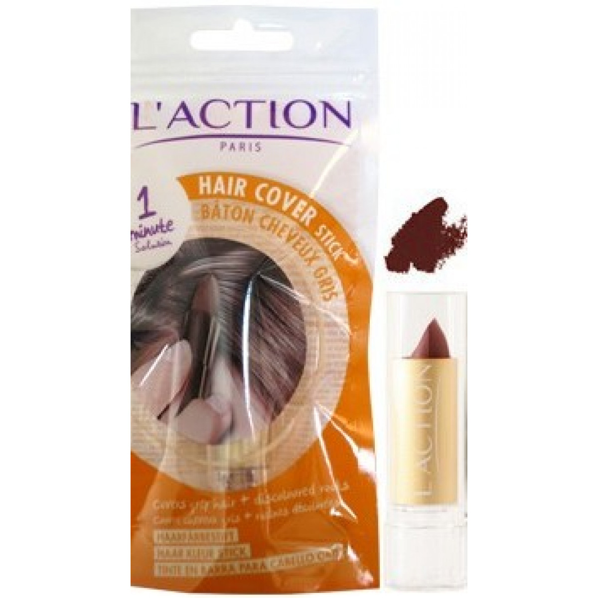 L'Action Hair Cover Stick Zwart Medium Bruin 4 gr