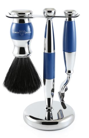 Edwin Jagger Shaving Sets Gillette Mach 3 3pc Blue & Chrome Plated Set Ref.S21M363CR 1 Pak