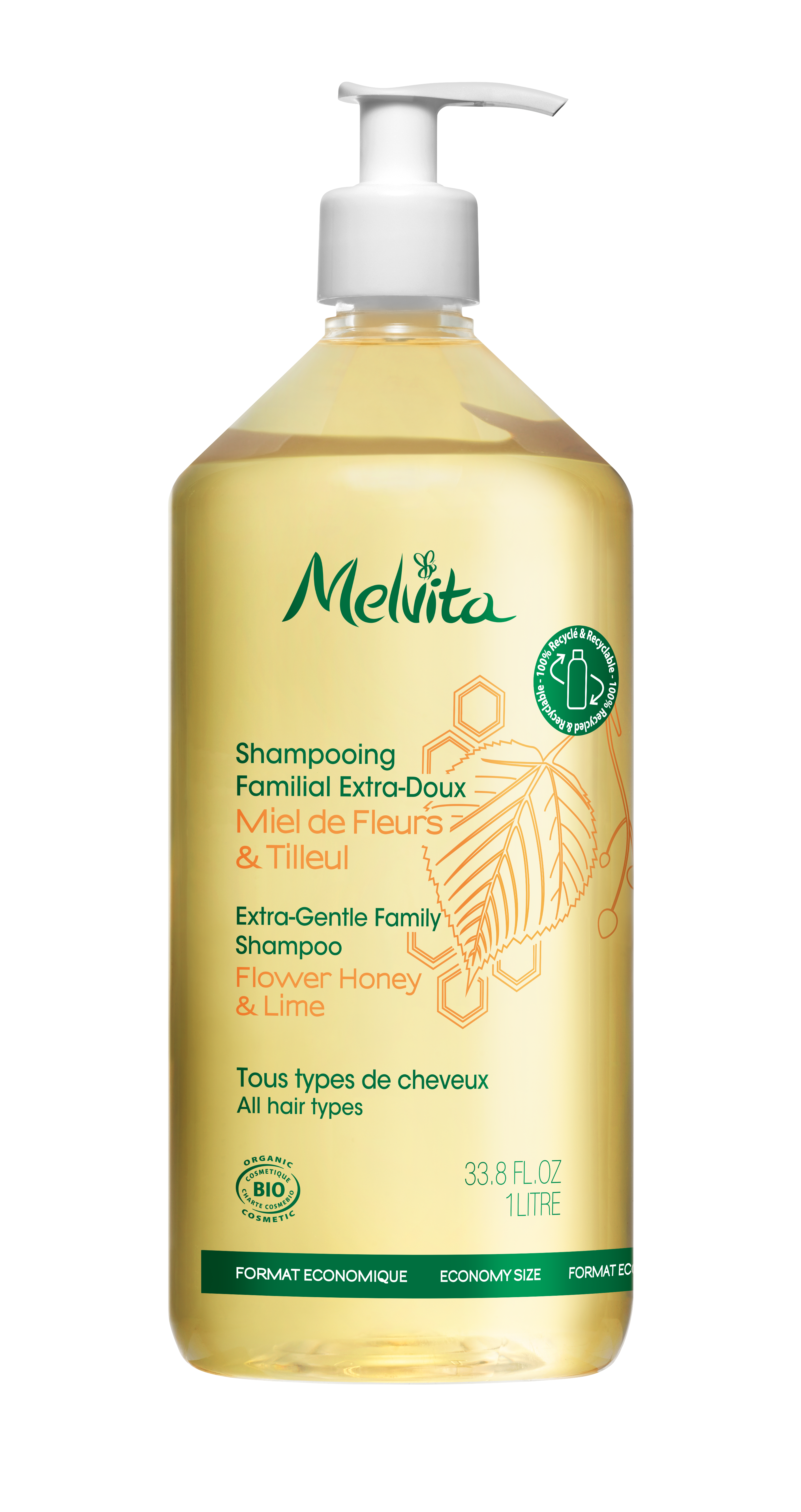 Melvita Hair & Body Shampoo Familial Extra-Doux Gel Flower Honey & Lime 1000 ml
