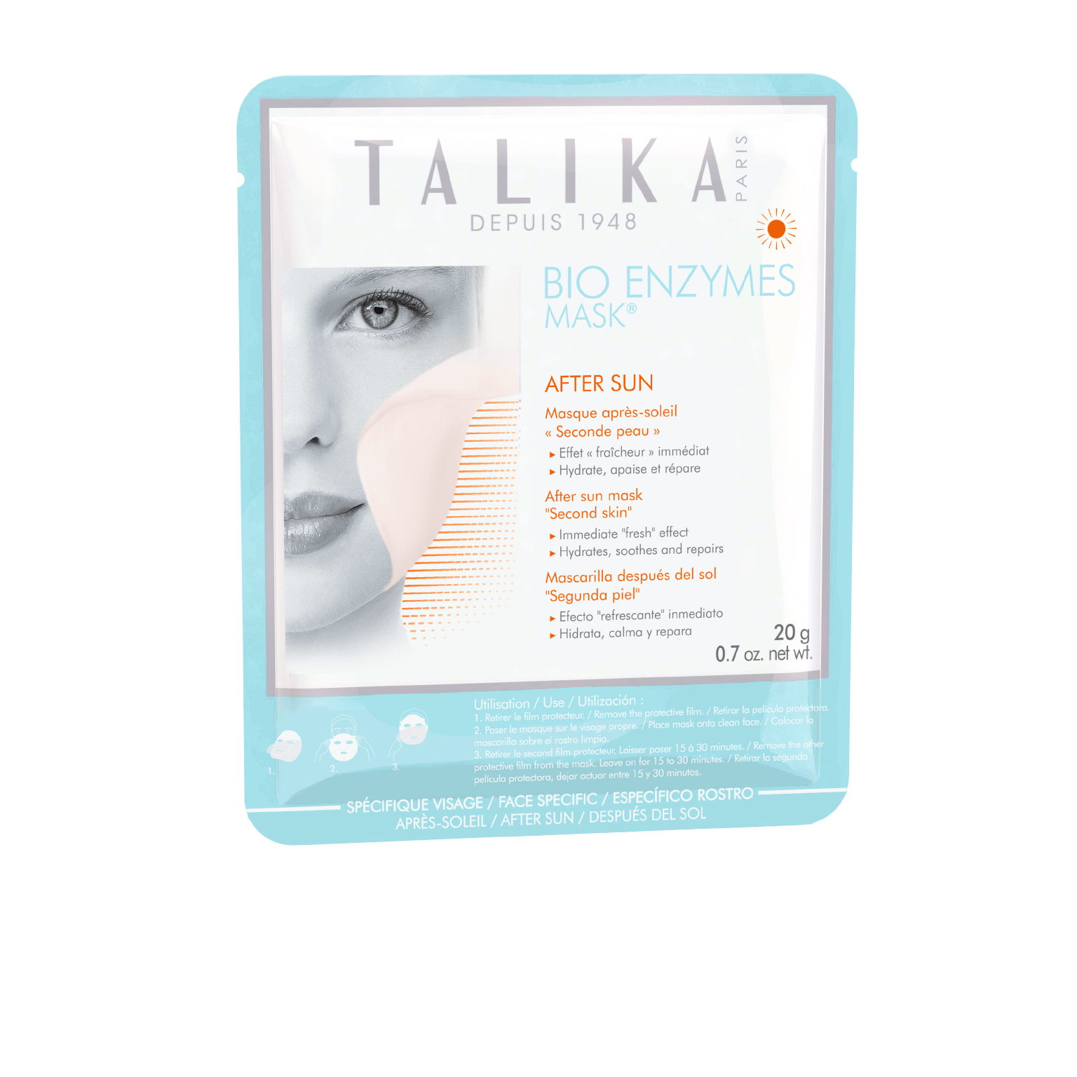 Talika Face Bio Enzymes Mask After Sun ''Second Skin'' Mask Na de Zon 20 gr
