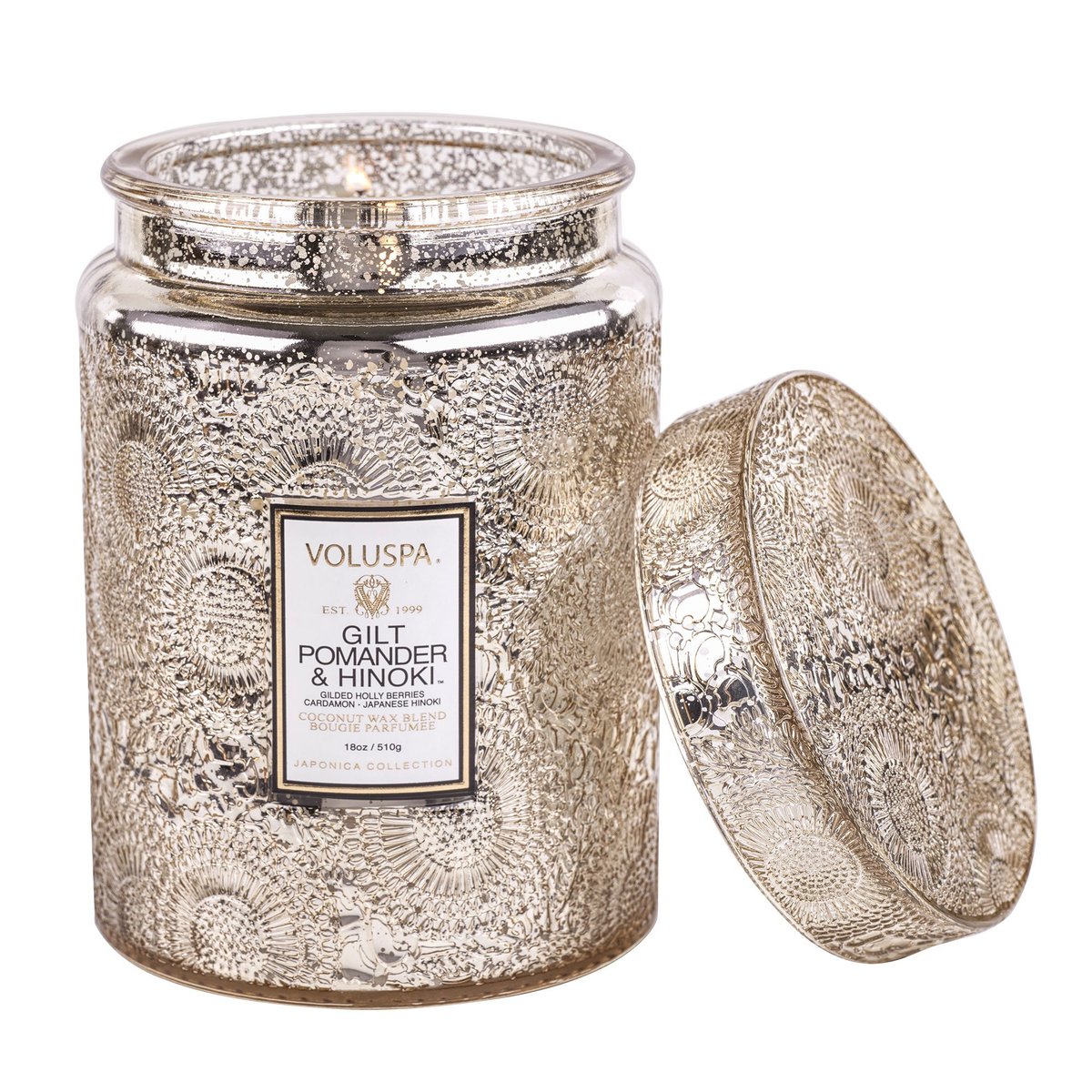 Voluspa Japonica Collection Gilt Pomander & Hinoki Large Jar Candle Geurkaars  510 gr