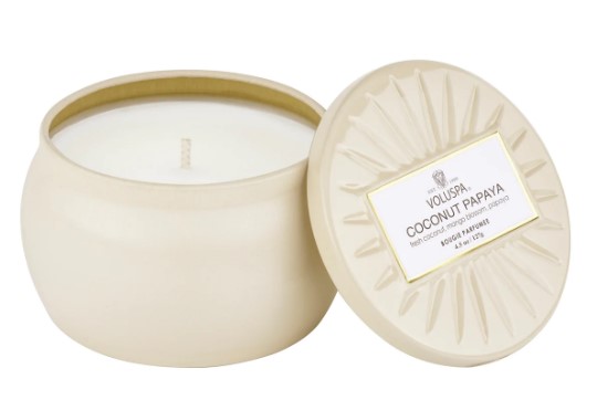 Voluspa Vermeil Coconut Papaya Mini Tin Candle 12. 127 gr